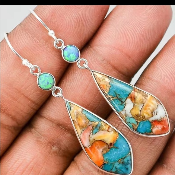 COPY - NWT Chic Natural Gemstone Turquoise Stud Hook
Dangle Earring Zircon Inla… - Picture 1 of 1